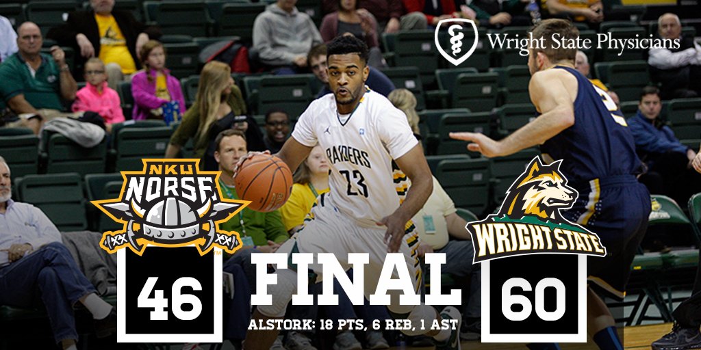 WSURaiders's tweet photo. Another win for Wright State today as @WSURaiderHoops beats NKU on the road, 60-46! #RaiderUp #HLMBB https://t.co/rK7q8OagB9