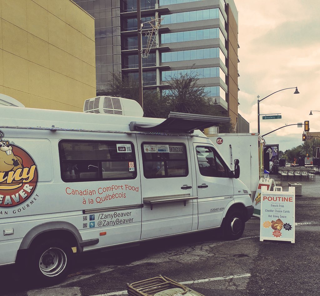 ZanyBeaver's tweet photo. Bonjour! The @Downtown_Tucson weather is perfect for #Poutine! Find us at Scott Ave stage today @2ndSatTucson 2-8pm https://t.co/Pt4rhco8f1