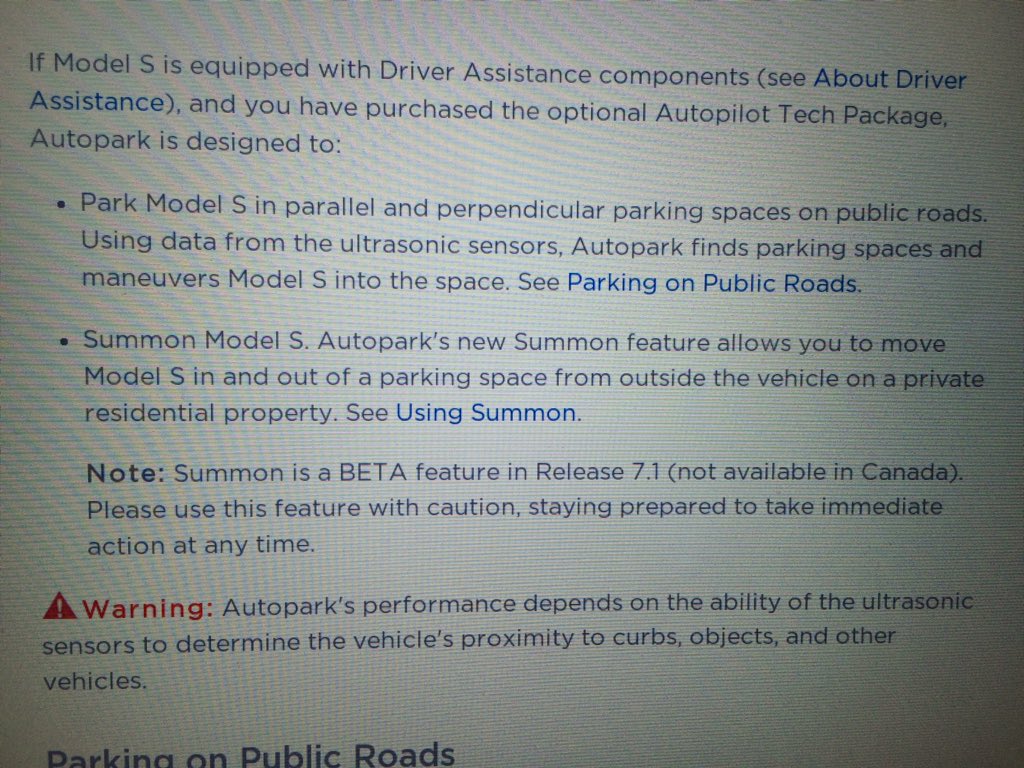 My Tesla can't park by itself because I'm in Canada !!!!