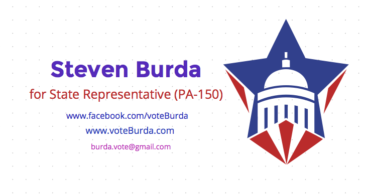 To view my fan page on Facebook, go here: facebook.com/voteBurda  Email me:  burda.vote@gmail.com @RepVereb #PA150