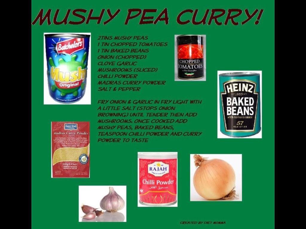 ParrySW's tweet image. Tonight's tea, mushy pea curry! Replacing mushrooms for chickpeas!