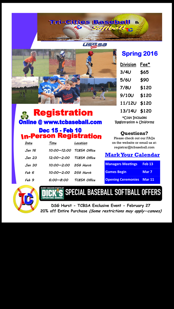 TCBaseSoft's tweet photo. Check out the sweet flyer featuring our own players, thanks Glen! #TCSpring2016 #Registration #Baseball #Softball https://t.co/yP6rQTvLtC