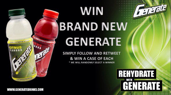 Generate Drinks Comp Ends Sun 23:59 RT &amp; Follow them at @Generatedrinks to enter &amp; #WIN a case of each. Thanks.