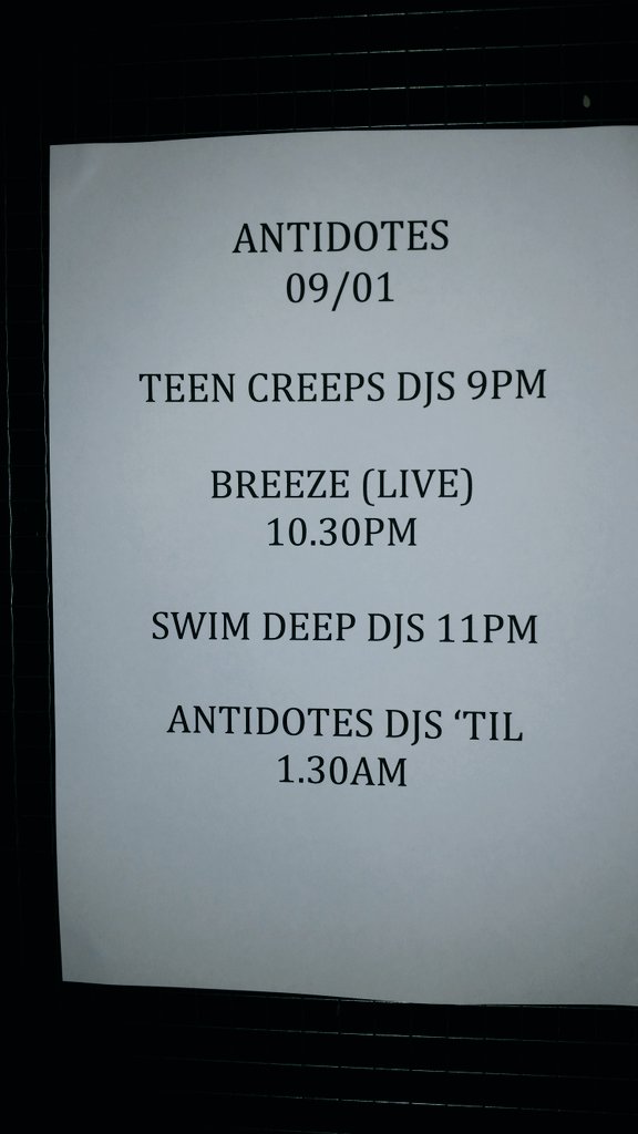 BREEZE + SWIM DEEP (DJ) @ Old Blue Last Jan 2016 enter image description here
