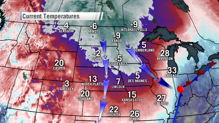 whnt's tweet photo. Arctic air is spilling down into the Plains and Midwest. Get ready for the big chill Sunday https://t.co/5D03eIXvM8 https://t.co/PwhxhIZngE