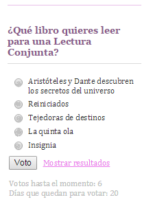 NanyEnLibros's tweet photo. Recuerden que tengo una encuesta en el blog sobre que libro leer para una LC con @Nosencantaleer  VOTEN \(*-*)/ https://t.co/cyAidZYtdi
