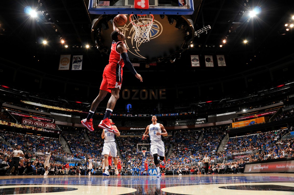 NBA's tweet photo. .@WashWizards hold off late run and defeat @OrlandoMagic 105-99. Wall led WAS with 24-10-5-4, Vucevic had 23-9-5. https://t.co/vEWtBAiVNv