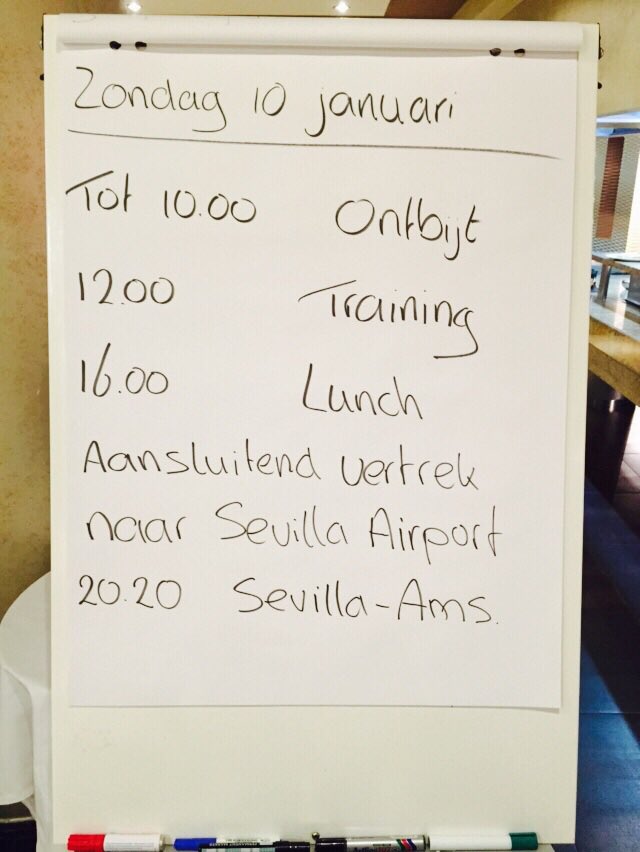 Vandaag voor spelers en staf laatste dag van het trainingskamp in Costa Ballena. Vanavond terug naar Groningen.