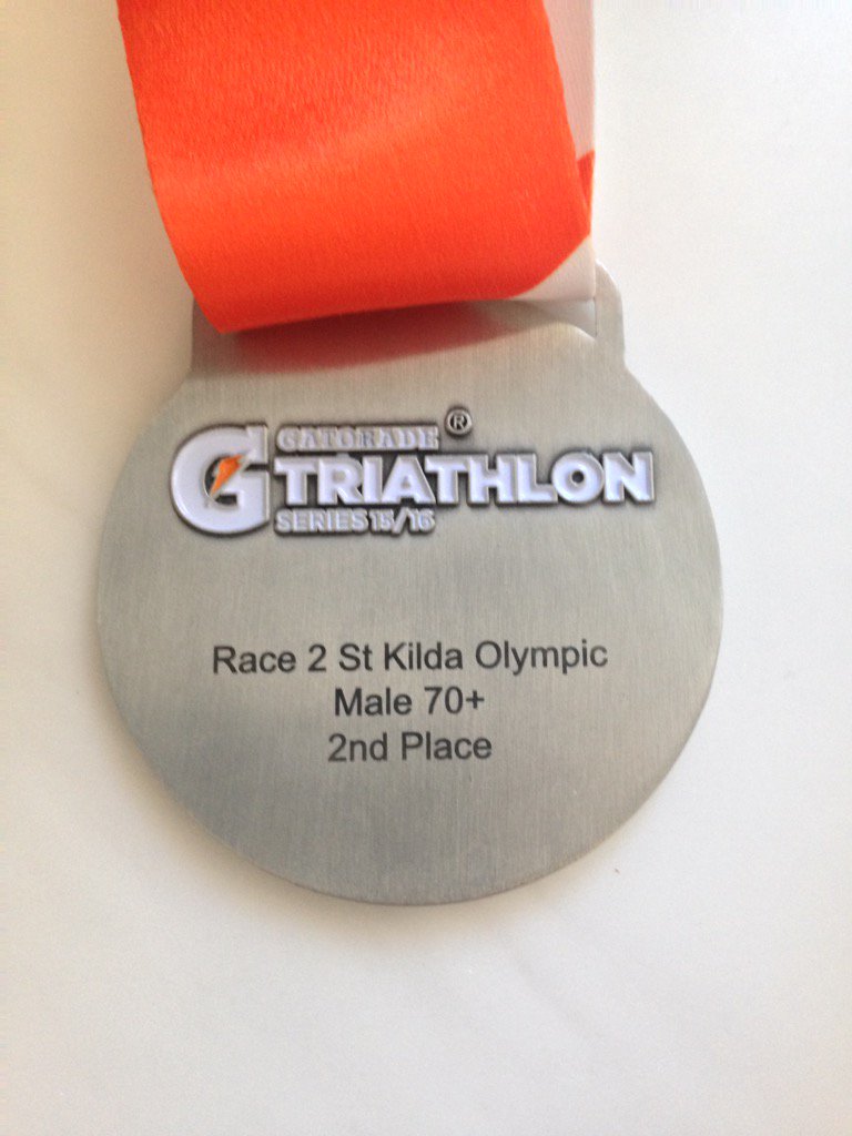 The old man did a #StevenBradbury in the #Gatorade #Triatholon today. #2ndplace in the #70+AgeGroup. #ToughDude