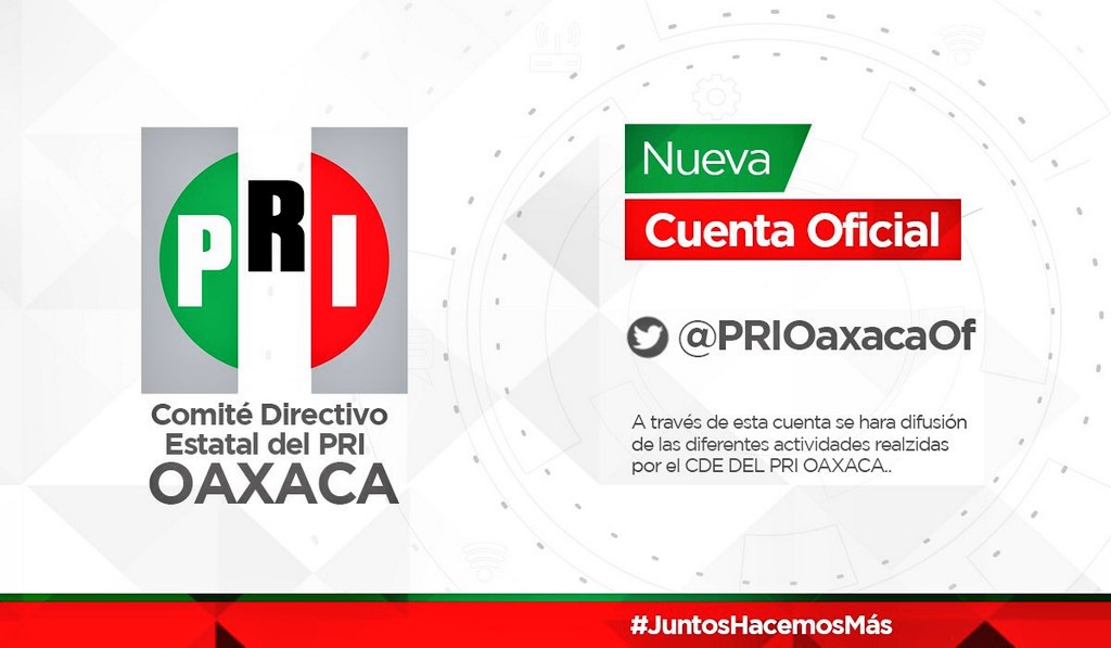 elvisivett's tweet photo. La nueva cuenta oficial del Comité Directivo Estatal @PRIOaxacaOf  @Mafud_PRI @MarinaSanchezL_ @ric_fdz https://t.co/zzBOg3lZa6