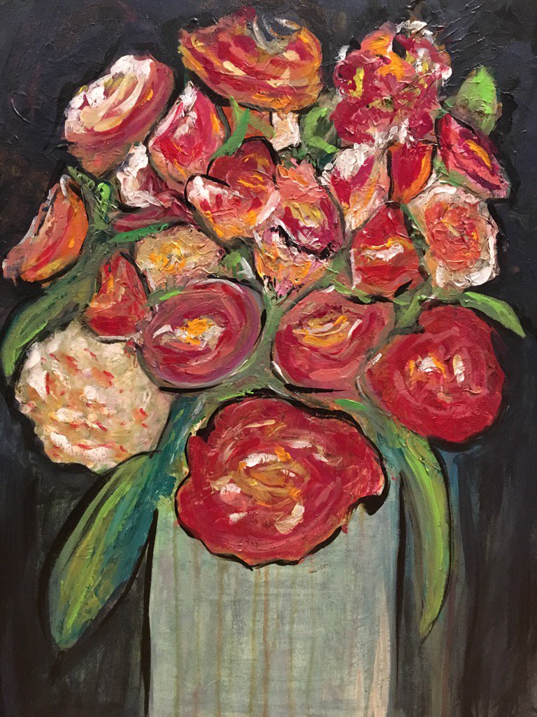 emilyjanehorton's tweet photo. Floral - 24x18 - https://t.co/N0kkslBC0z #floral #painting #art #love #colorconscious #Atlanta #artist #folk https://t.co/BjvKAxqwqO
