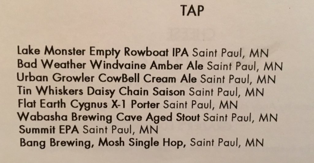 Fantastic #StPaul - centric beer list <a href="/heirloomstpaul/">Heirloomstpaul</a> . Welcome to the neighborhood!