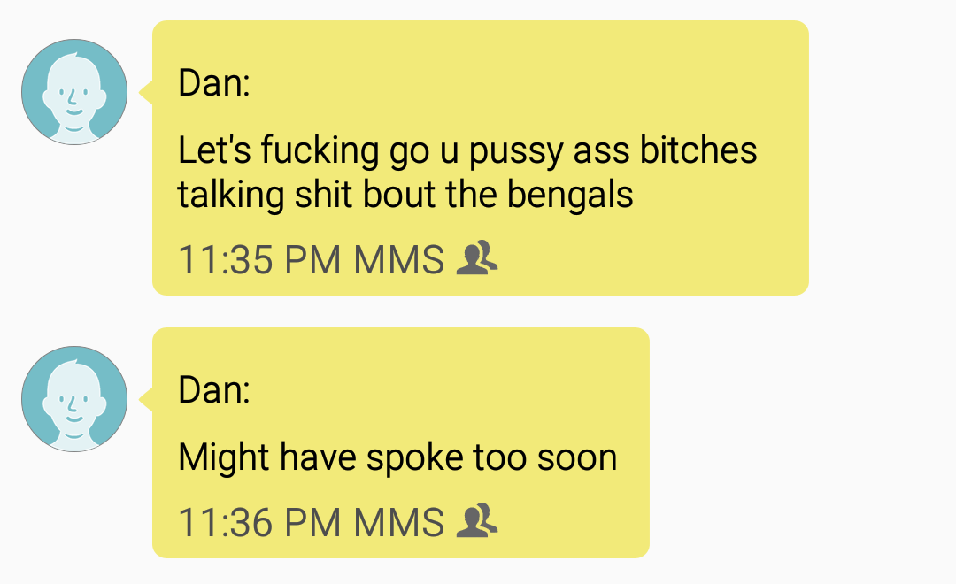 bergerkings12's tweet photo. Last words of an actual bengals fan https://t.co/yGfxTf4KBR
