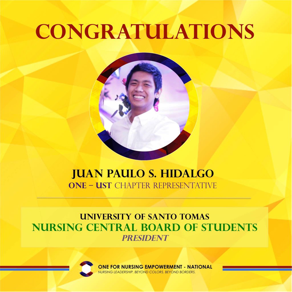 OneforNursingPH's tweet photo. Congratulations to ONE UST Chapter Rep. &amp; @BISIG2001 member, @pauloboggs for being the new UST NCBS President! #ONE https://t.co/h8pkgsRERT