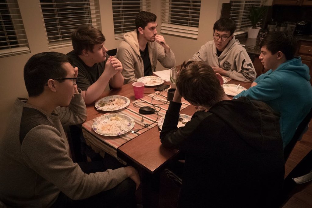 TSM's tweet image. Team dinner after scrims!