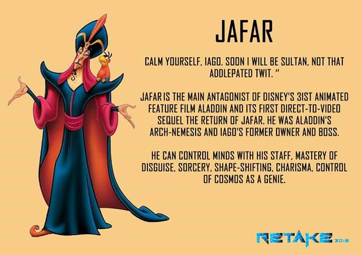 retake_2016's tweet photo. The universe is mine to command! To control! #Jafar #CartoonVillains #Retake2016 https://t.co/hwe7JArND4