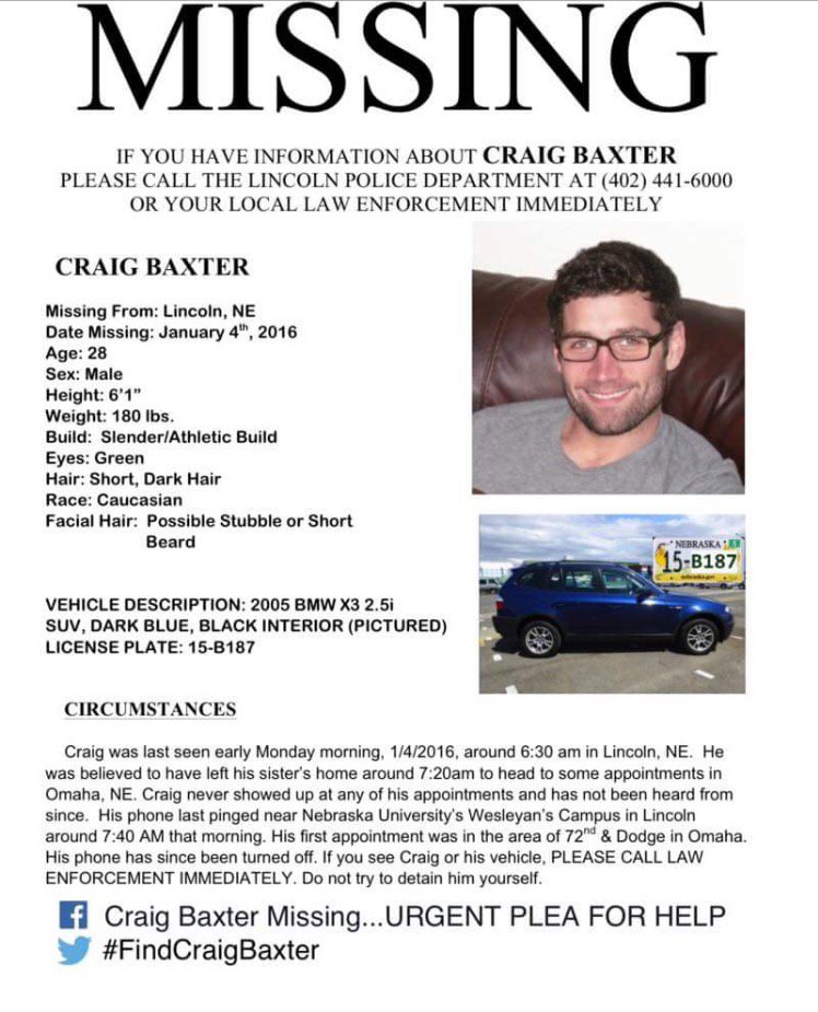 JayneNelson1315's tweet photo. @GMA @RobinRoberts please retweet/share on your show to help bring him home to family. #missing #findcraigbaxter https://t.co/CTM4wcmCKT