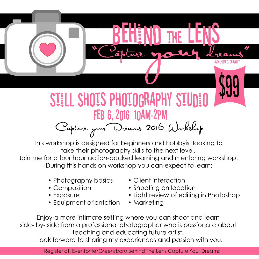 StillShotsPhoto's tweet photo. @eventbrite Greensboro Behind the Lens capture your dreams 2016 https://t.co/ManThjwTv4