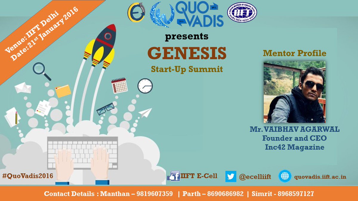 ecelliift's tweet photo. We r pleased to introduce our mentor, @vardhanvaibhav -Founder and CEO-@Inc42 Magazine for #Genesis #Startup #IIFT https://t.co/bmsO2rPjLL