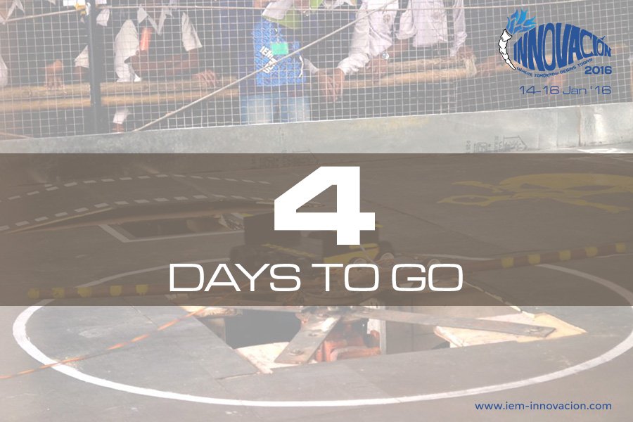 iem_innovacion's tweet photo. Just 4 days to go! #innovacion
#Techshu #goHop #IMS #topcoder #Renderbit https://t.co/1HOrmeV0fT