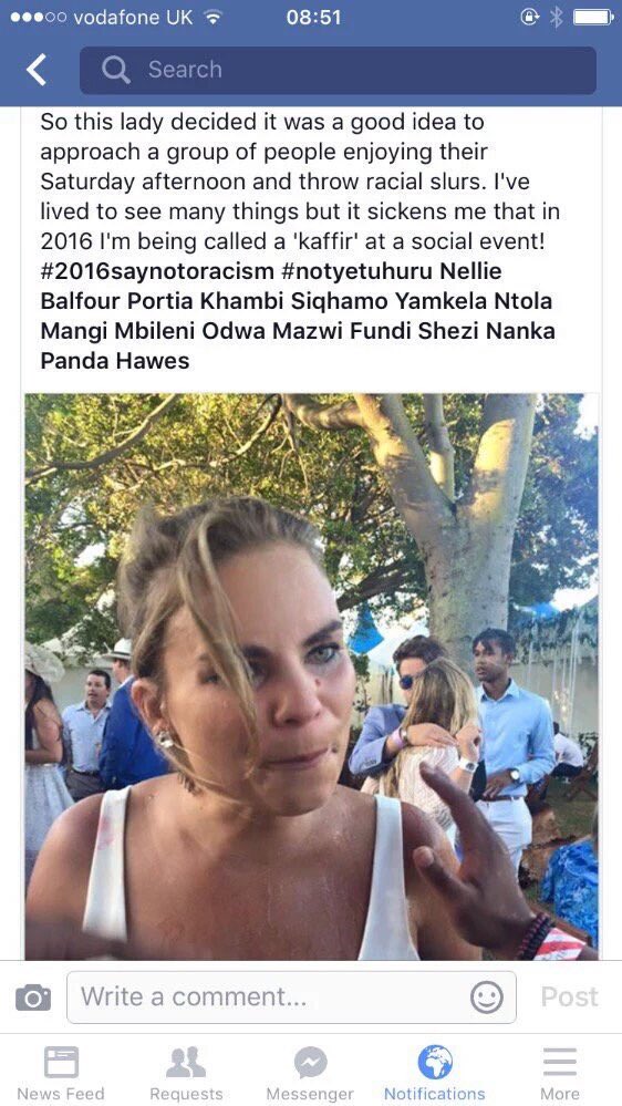 khayadlanga's tweet photo. This lady who called people the K word has been fired. On a Sunday. She had only been employed for two days. https://t.co/ZKABRsJA6u