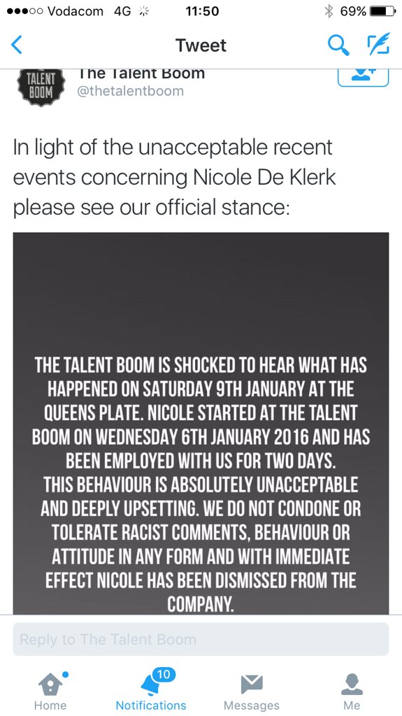 This lady who called people the K word has been fired. On a Sunday. She had only been employed for two days.