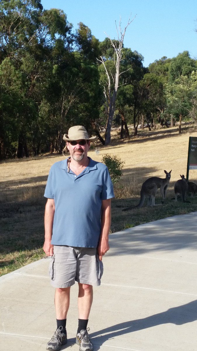 AddyDownUnder's tweet image. Kangaroos join us on a walk on the Plenty Gorge Park.... Everyone uses the greenways down under...