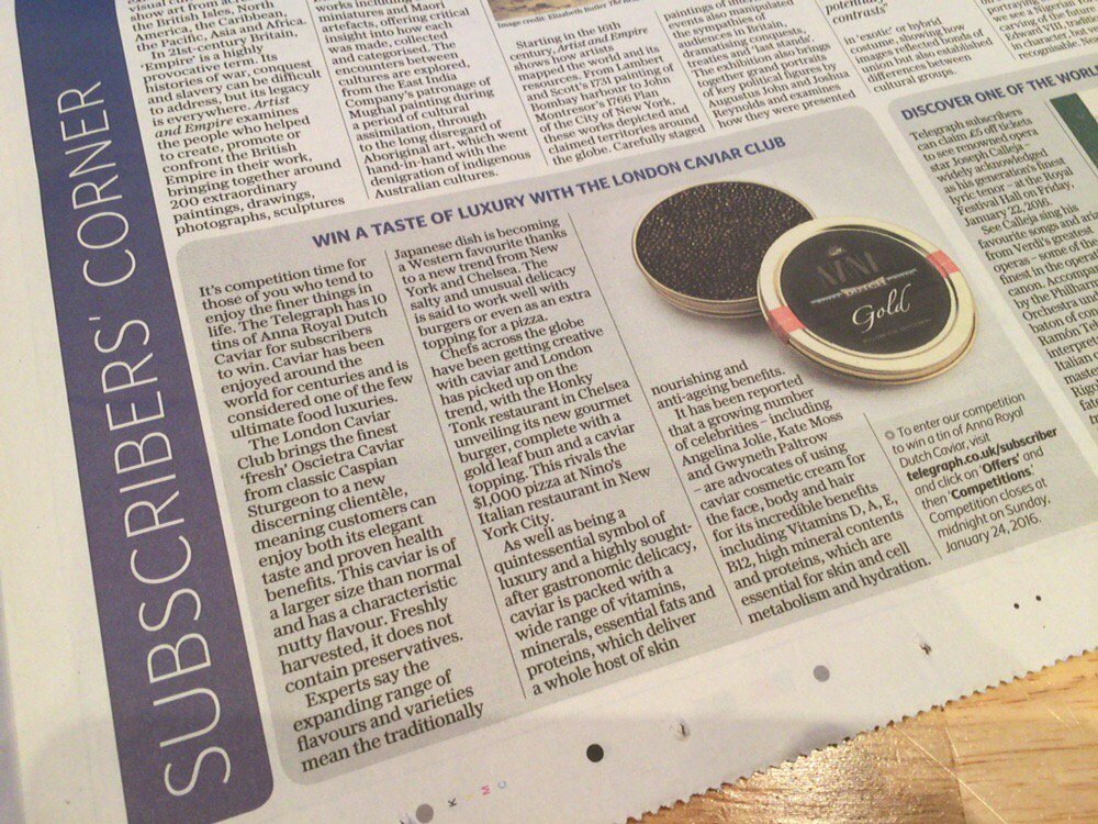 Did You see us #yesterday in <a href="/Telegraph/">The Telegraph</a> ?! #luxury #caviar #competition #prize #Champagne #sale