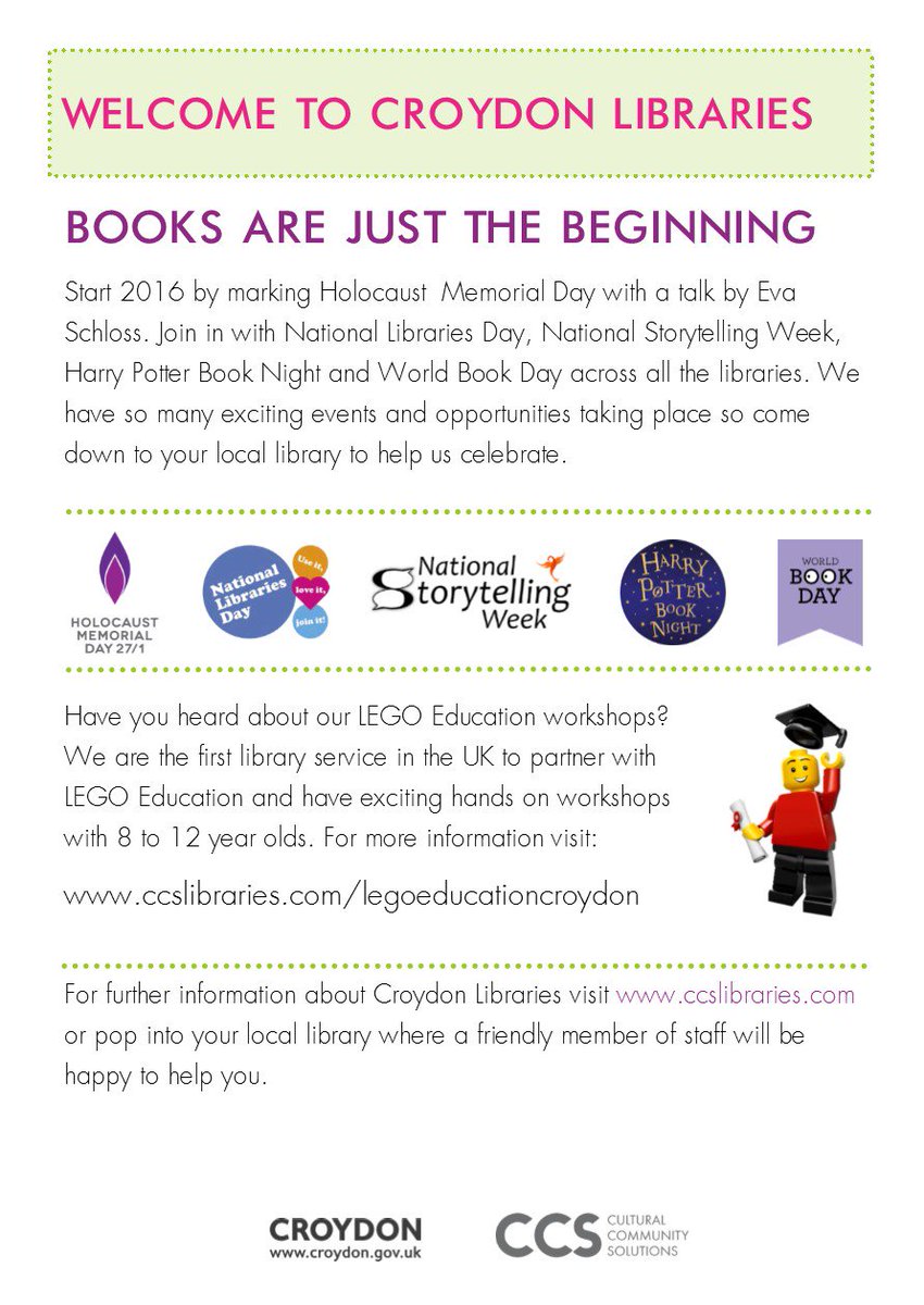 CroydonLibs's tweet photo. Welcome to Croydon Libs, here is what we are celebrating over the next few months! https://t.co/W073lEwqKP