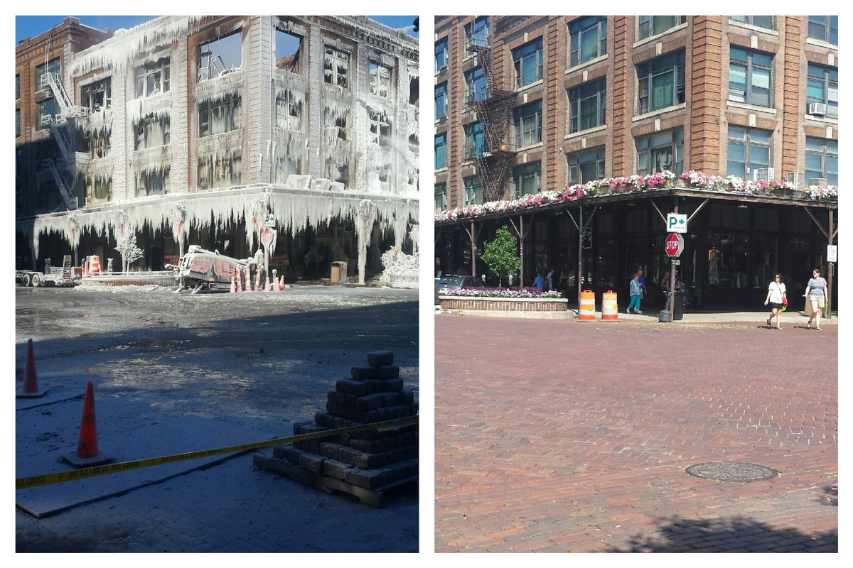jdubwalla's tweet photo. Sad to see this landmark go, thought of it as one of the more photogenic spots in Omaha #OldMarketStrong #MsPubFire https://t.co/uC2ZG33Dk3