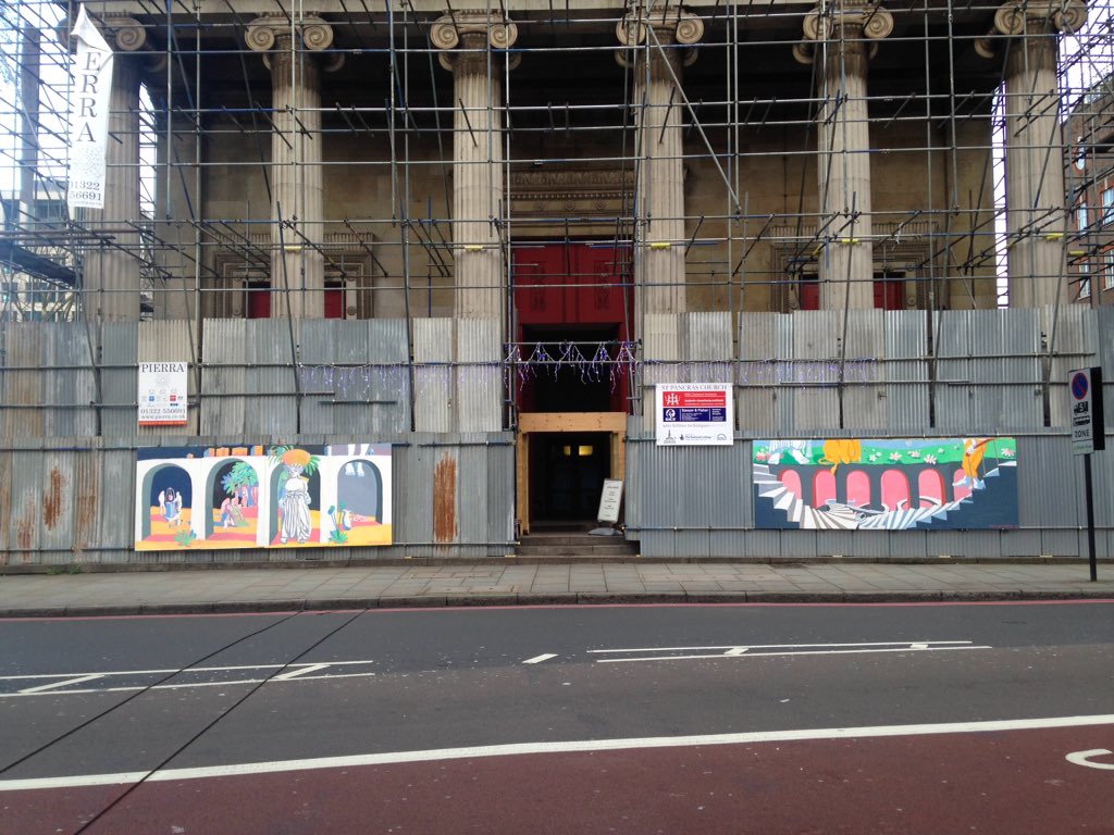 So refreshing to see scaffolding adorned with paintings rather than publicity #cryptgallery #danielmccarthy