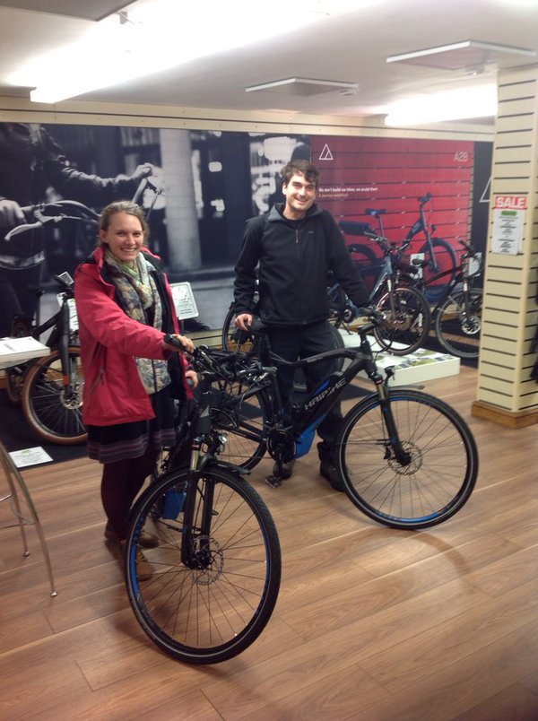 Happiness! <a href="/AbiFoster3/">abifoster</a> BIG day today Our Trekking #electricBikes arrived! Thanks Jacob &amp; Chris at <a href="/eCycleUK/">The Electric Bike Shop Gloucester</a> #cycling