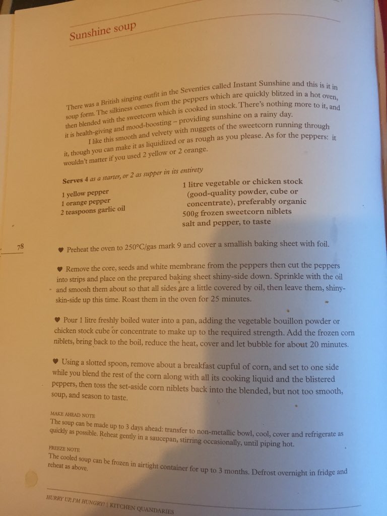 ParrySW's tweet image. Sunshine soup, garlic oil replaced by fry light