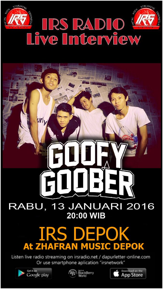 irsdepok's tweet photo. #IRSLIVEINTERVIEW w/ @GG_PopPunk rabu 13 januari 2016 at @ZhafranMusic start 20:00 staytune https://t.co/xoVtbhA79H https://t.co/wl16GrOVfo