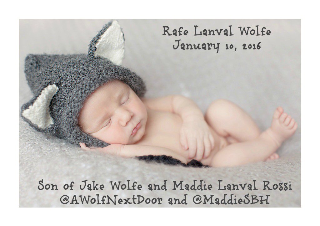 The #SBHFam welcomes Rafe Lanval Wolfe into the family. Congratulations @MaddieSBH and @AWolfNextDoor.