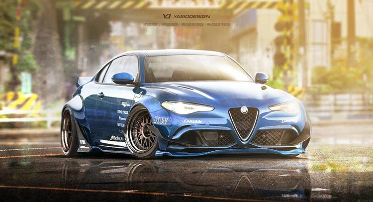 Jaw-dropping #AlfaRomeo Giulia loses 2 doors, gains wide-body kit bit.ly/1P0Alxb