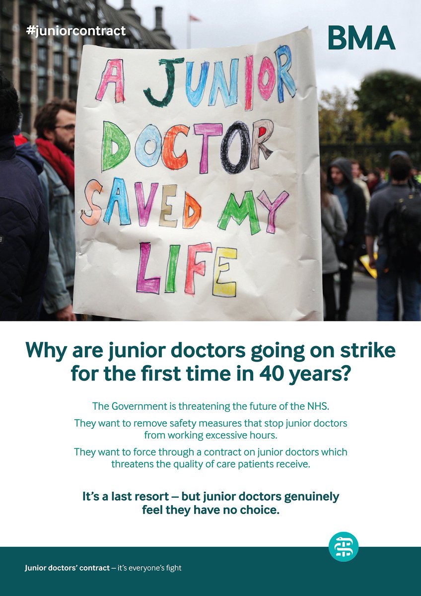 TheBMA's tweet photo. Why are junior doctors going on strike for the first time in 40 years? #junioraction https://t.co/ORiELLmTXr https://t.co/A0BYV0Fe9Y