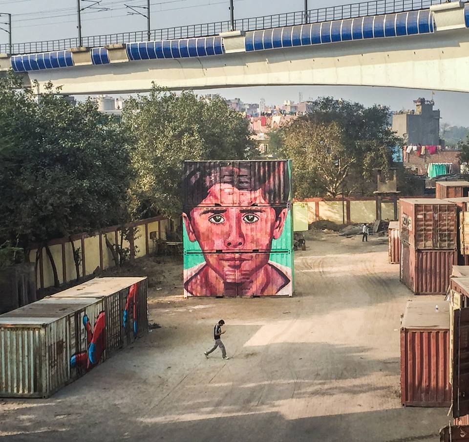 SoDelhi's tweet photo. This is super! Take a look at #AnpuVarkey, the Indian artist's piece on the first container for WIP @StreetArtIndia https://t.co/TEgp5buPvJ