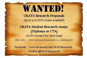 UKATAResearch's tweet photo. WANTED: @UKAforTA student members' #Research essays! Winner PUBLISHED in #TheTransactionalAnalyst &wins Β£100! #doit https://t.co/BjS5TyFNQO