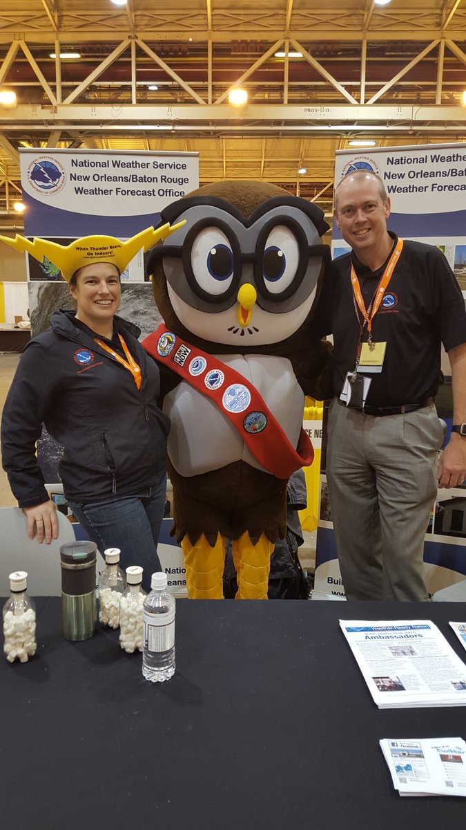 NWSNewOrleans's tweet photo. @NWSOwlieSkywarn stopped by our #AMSWxFest booth. Still plenty of tie to come out and have some fun! https://t.co/kI1TpEKRCM