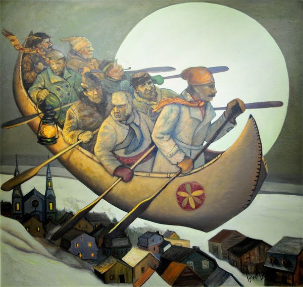 GalerieQ's tweet photo. Q Artist Ginet Leblond is admired for her rendering of figures. 
Rabaska Over Beauport (Oil on Board, 60x 571/2") https://t.co/kWJ1Upz5eC