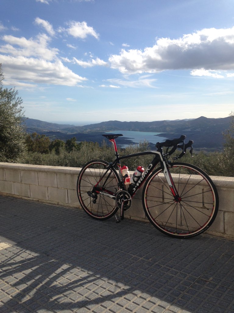 cycletrainrace's tweet photo. Climbed up to Periana looking back to the lake #cyclist #cycling #vegan #vegancycling #Vegancyclist https://t.co/WXa2A3Xo5K