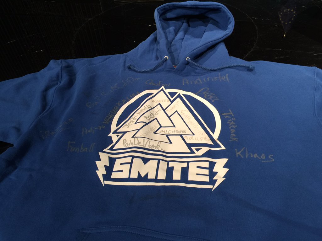 LiveBNFD's tweet photo. RT &amp; Follow for a chance to win this signed Norse hoody! Signed by all 4 #SWC semifinal teams @SmiteGame @AtomicMari https://t.co/D4jfqVv6rj