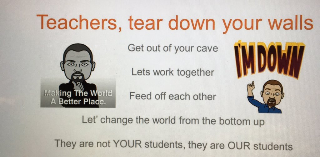 kerry_gilmore's tweet photo. Better Together, work with other teachers! Leave your classroom and collaborate!#clstech16 @JoeMarquez70 https://t.co/6oZPd0EuLe