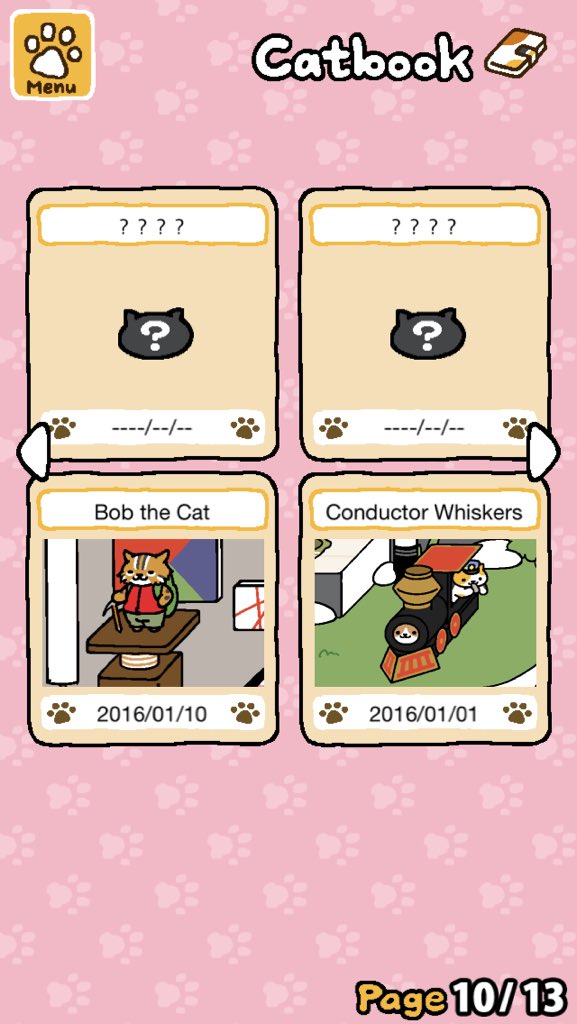 HallyuBack's tweet photo. What cats am I still missing? #catcollecting #nekoatsume #sooaddicting https://t.co/Upzu3lyNis