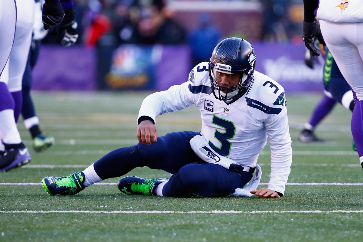 Seahawks trail Vikings, 9-0.

Since the merger, teams are 1-43 when shut out through 3 quarters in a playoff game.