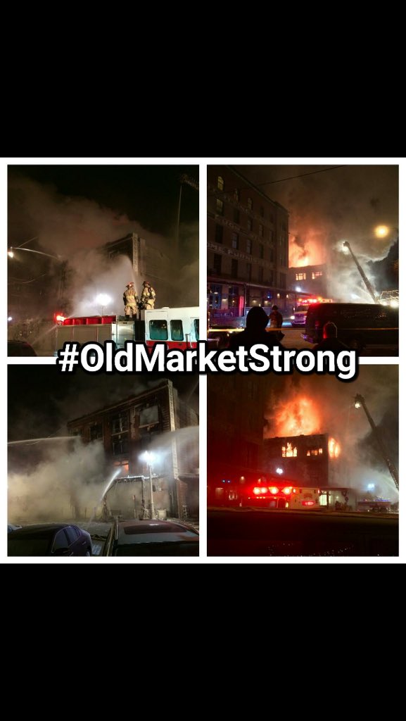 MATMarketOmaha's tweet photo. The Old Market Omaha will never be the same. However, the city of Omaha will come out of this flame like a Phoenix! https://t.co/FnJTZ5Nqvw