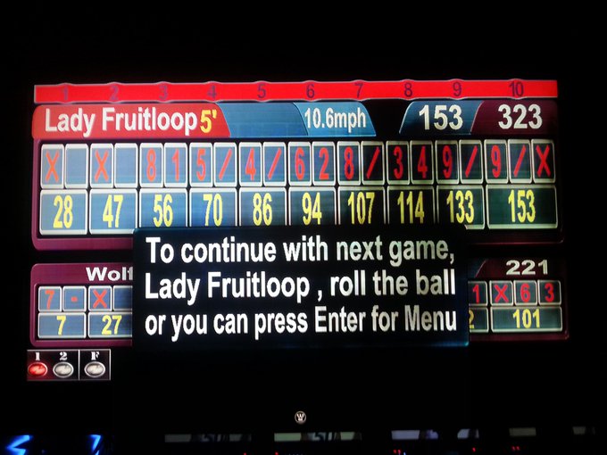 I would say my bowling score was pretty decent last night. #ladyfruitloop #dominates #Luckystrike #LA<a href="/tag/la"class="tags"><span>#la</span></a><a href="/tag/luckystrike"class="tags"><span>#luckystrike</span></a><a href="/tag/dominates"class="tags"><span>#dominates</span></a><a href="/tag/ladyfruitloop"class="tags"><span>#ladyfruitloop</span></a>