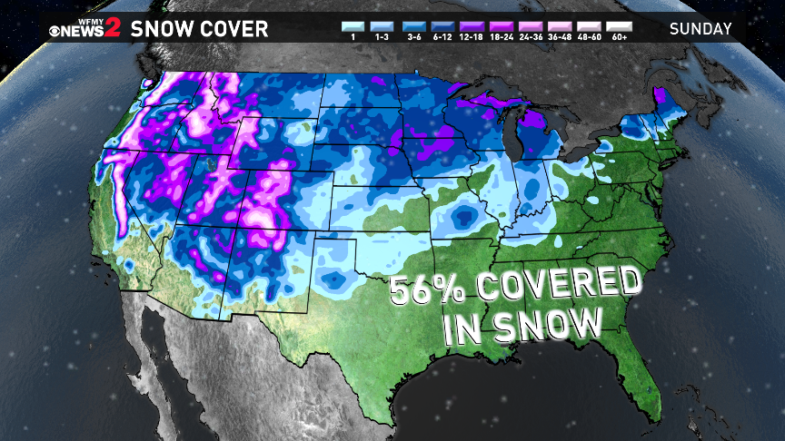 TimBuckleyWX's tweet image. More than half the country is covered in snow tonight. #GotSnow #winter #snow
