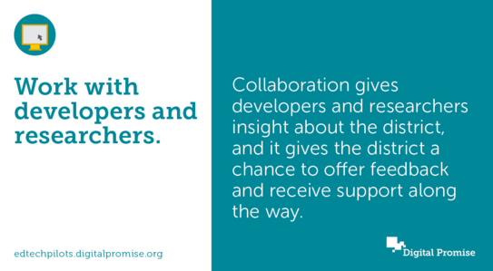 DigitalPromise's tweet image. Working w/ developers and researchers can make your #EdTechPilots even stronger: bit.ly/1K2UtgU